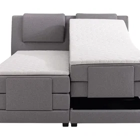Castel Lit Continental 2 x 80 x 200cm Tissu Gris Clair