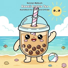 Kawaii Sommergeschichte & Malbuch för Vuxna & Barn
