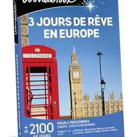 Wonderbox Carte Cadeau 3 Jours de Rêve en Europe